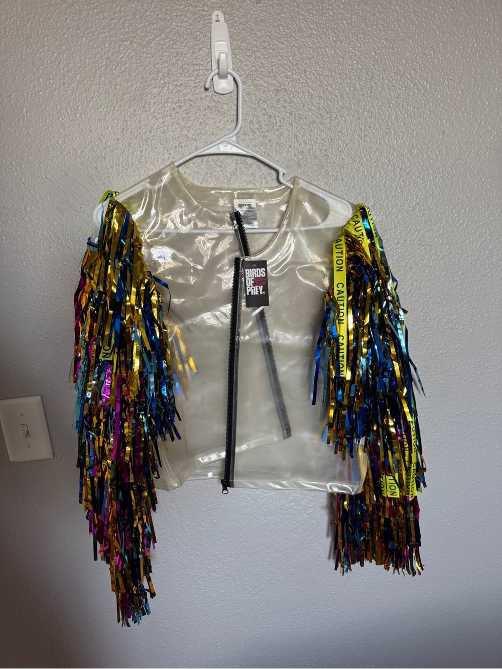 Birds of Prey Clear PVC Jacket with Multicolor Fringe
